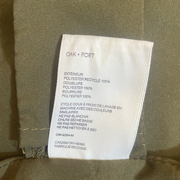 Oak + Fort Olive Padded Coach Jacket XS Utility - Picture 6 of 7